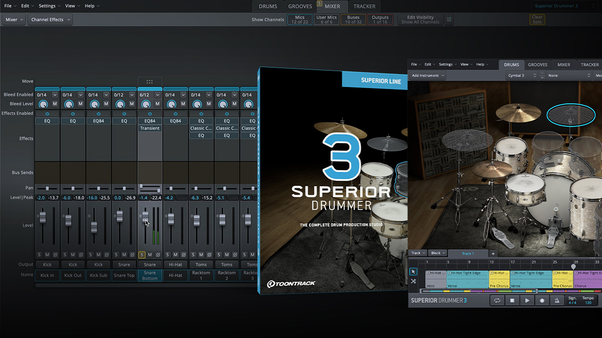 THE BLEED CONTROLS IN SUPERIOR DRUMMER 3.