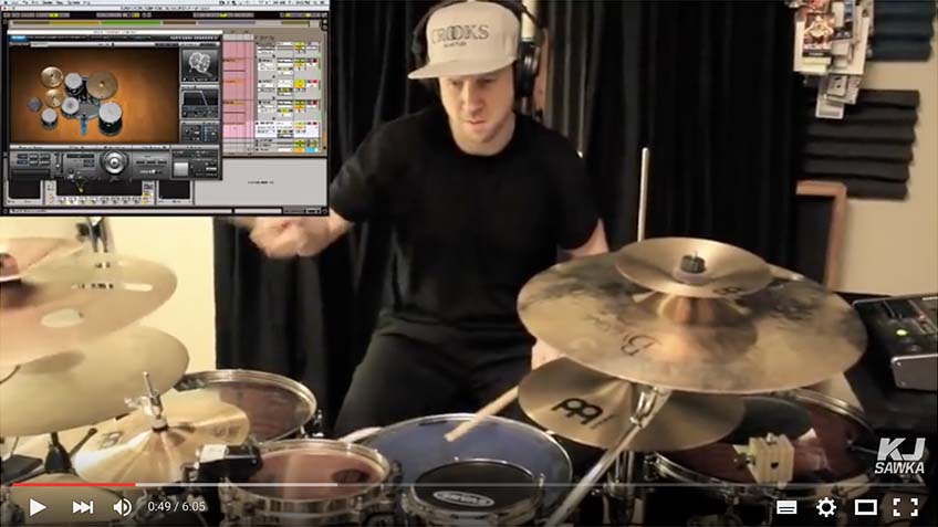 Making beats with KJ Sawka.